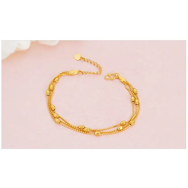 Brass Jewellery Accessories, Gold-Plated Three-Wire Turn & Transport Bracelet, Ladies Vietnam Sand Gold Jewelry New Product Multi-Wire Bracelet - Beyond Trends Hub 