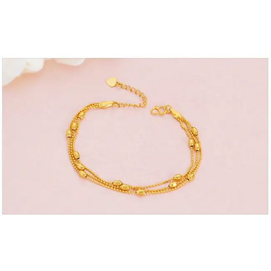 Brass Jewellery Accessories, Gold-Plated Three-Wire Turn & Transport Bracelet, Ladies Vietnam Sand Gold Jewelry New Product Multi-Wire Bracelet - Beyond Trends Hub 