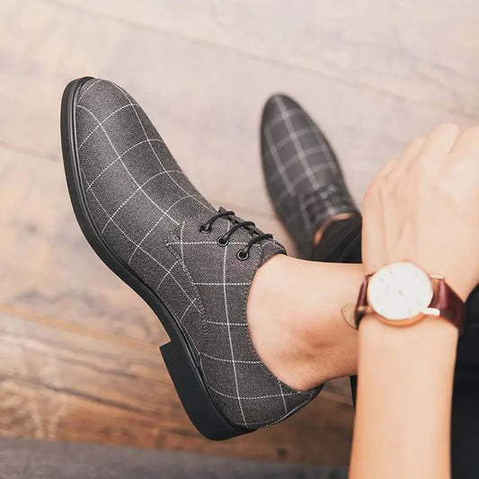 Breathable casual checked leather shoes Beyond Trends Hub