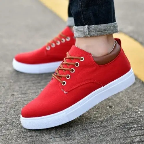 Breathable mens casual canvas sport shoes - Red / 44
