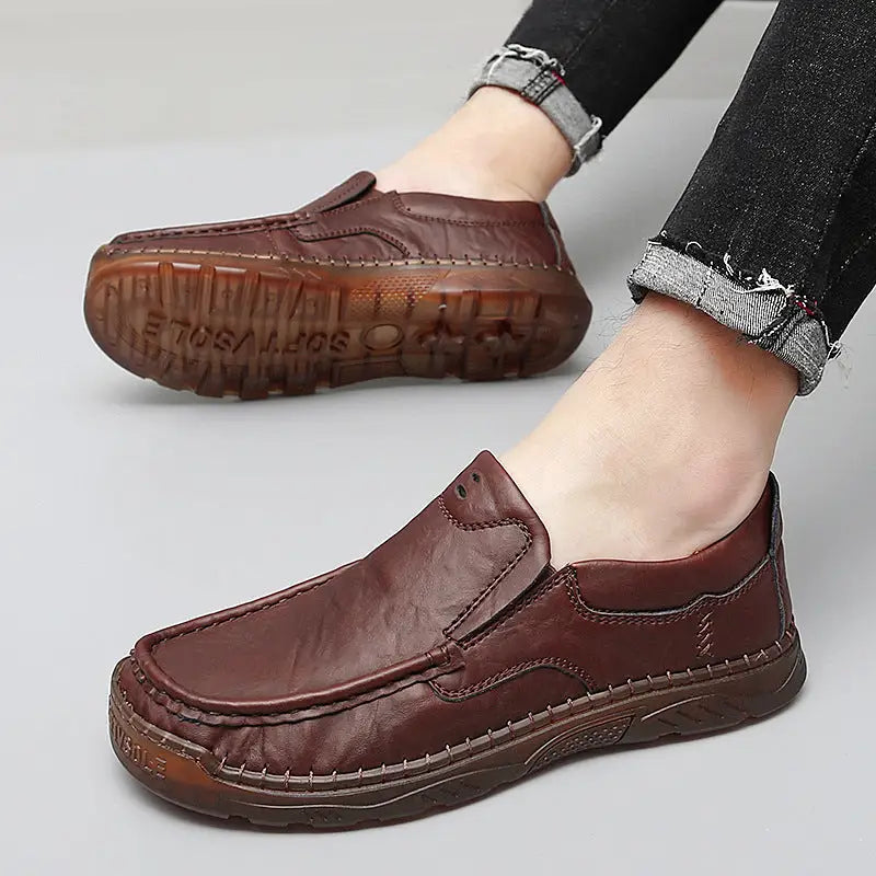 Breathable Trendy Plus Size Men’s Casual Leather Shoes