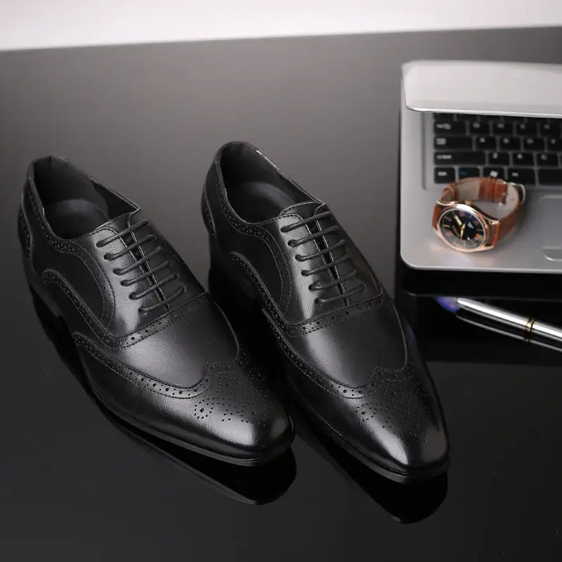 British block carved business leather shoes Beyond Trends Hub