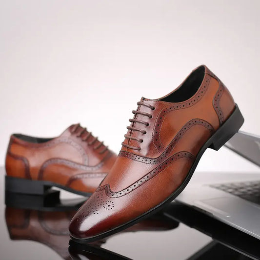 British block carved business leather shoes Beyond Trends Hub