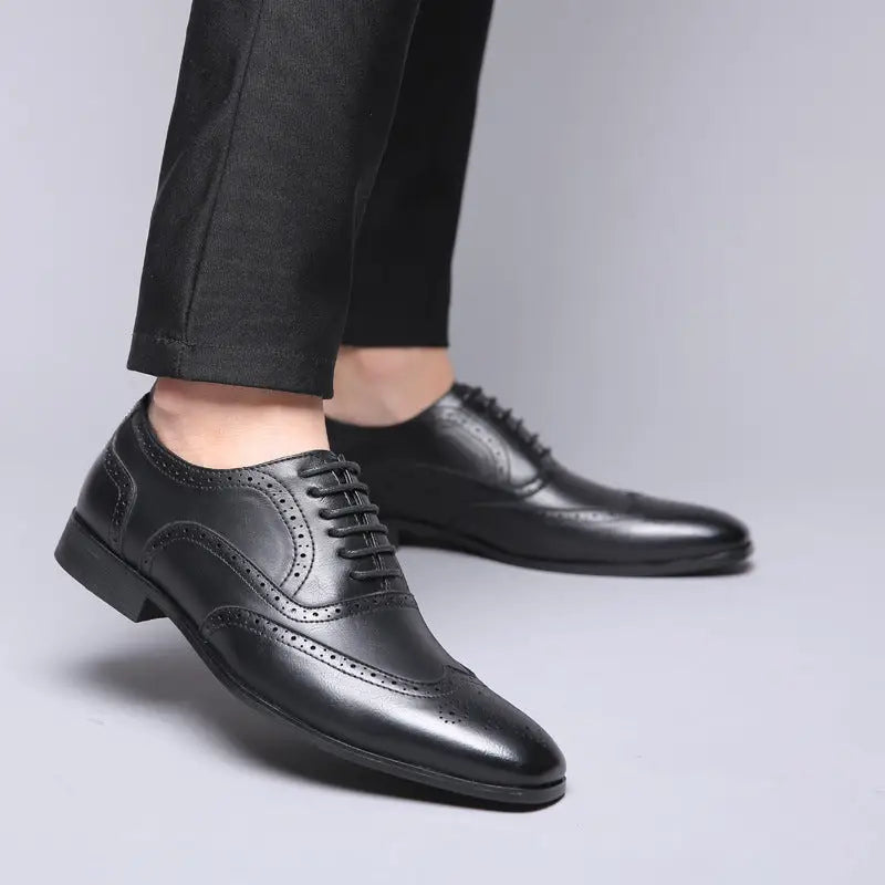 British block carved business leather shoes Beyond Trends Hub