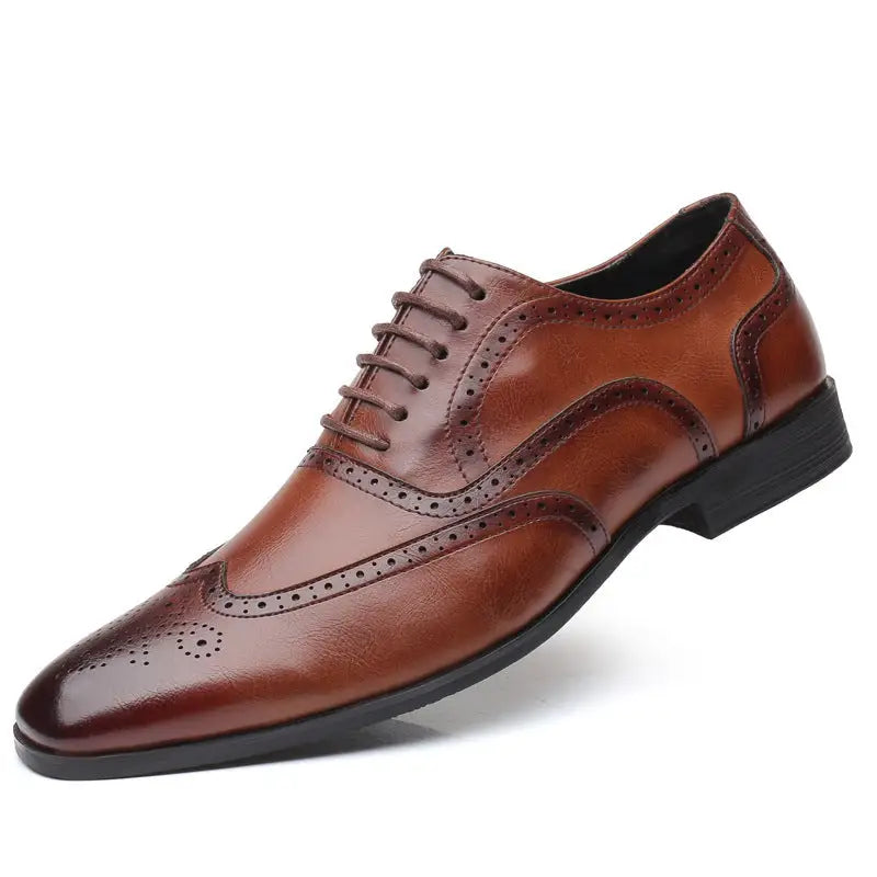 British block carved business leather shoes Beyond Trends Hub