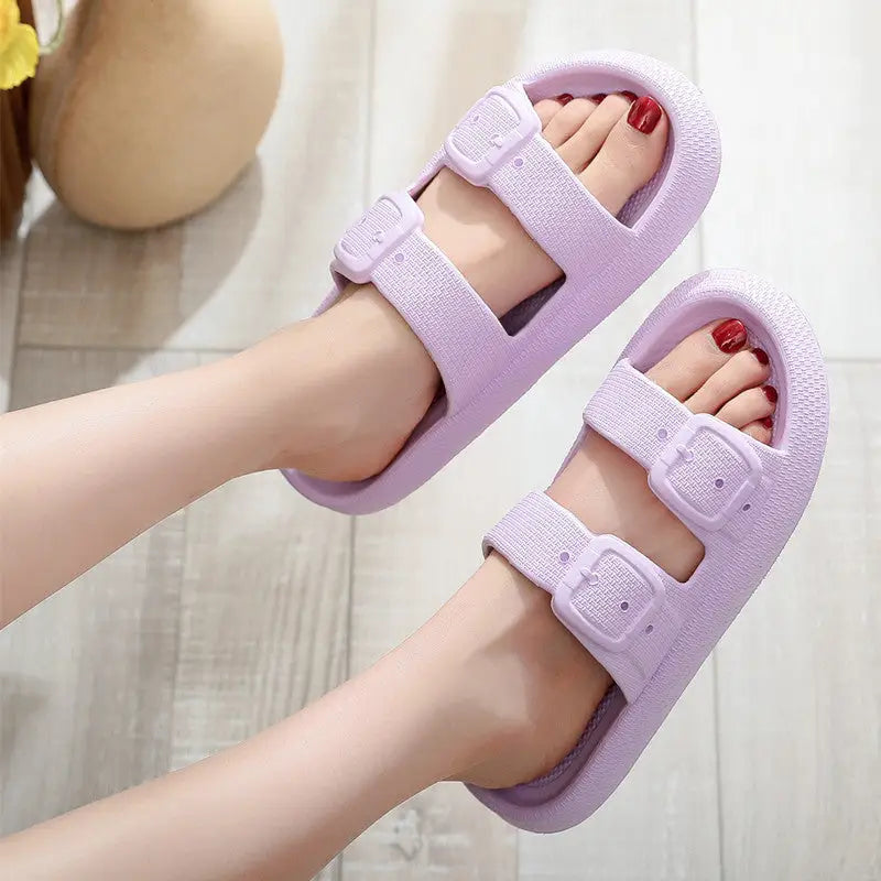 Buckle Slippers Women Outdoor Indoor Thick-soled Eva Bathroom Shoes - 4