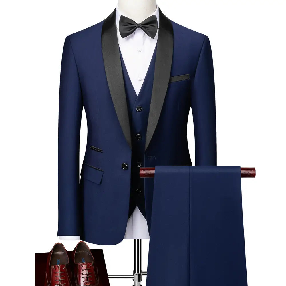 Business Casual Suits Men’s Wedding Groom Dresses Pavilion Slim Fit - Dark Blue / S