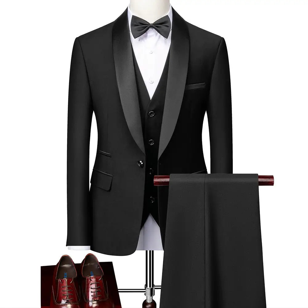 Business Casual Suits Men’s Wedding Groom Dresses Pavilion Slim Fit - Black / S
