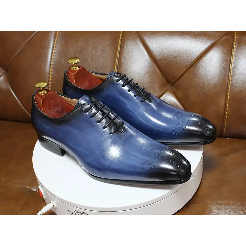 Business formal wear classic men’s shoes - Blue / 38