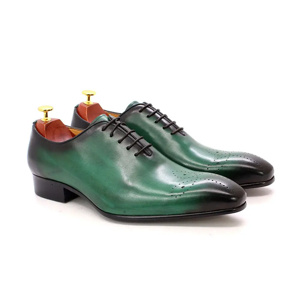 Business formal wear classic men’s shoes - Green / 38