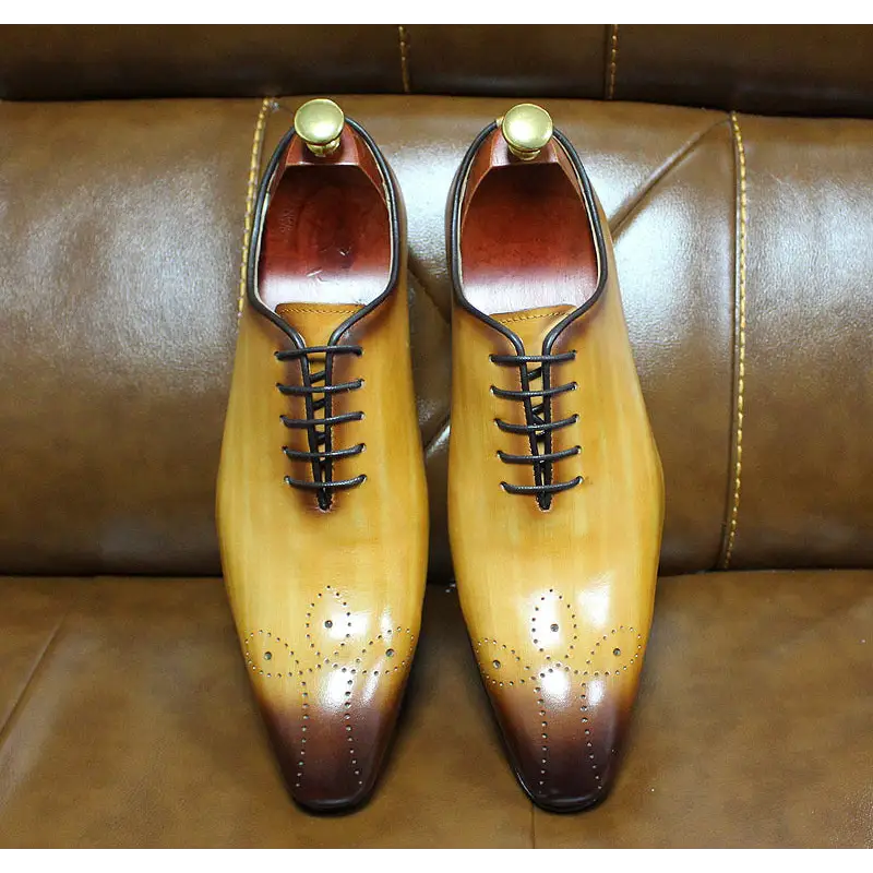Business formal wear classic men’s shoes - Yellow / 38