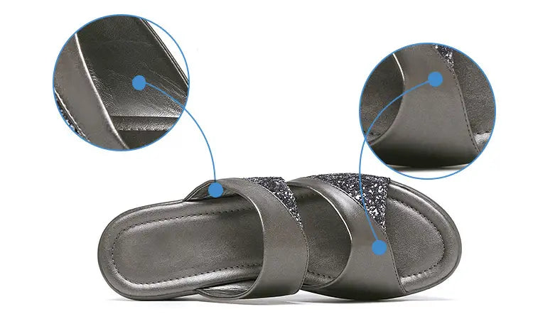 Fish Mouth Sequined Slippers