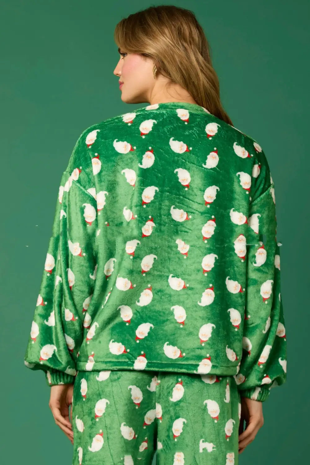 Casual Flannel Pajama Sets For Women 2 Piece Cute Long Sleeve Matching Lounge Shirts Sets Santa Claus Pajamas Homewear