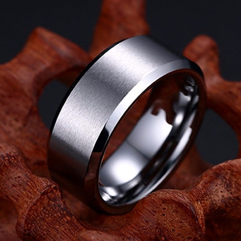 8mm Glossy Simple Stainless Steel Ring Men