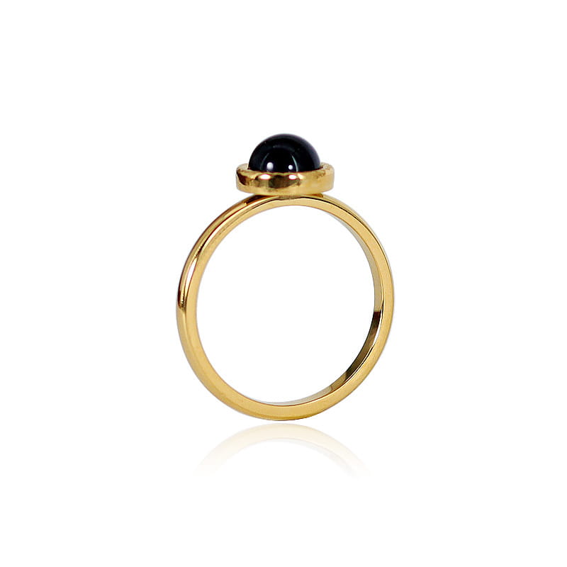Fashion Jewelry Colorful Natural Stone Inlaid Titanium Steel Ring 18K Gold Plating Red Agate Pink Crystal Amethyst Blue