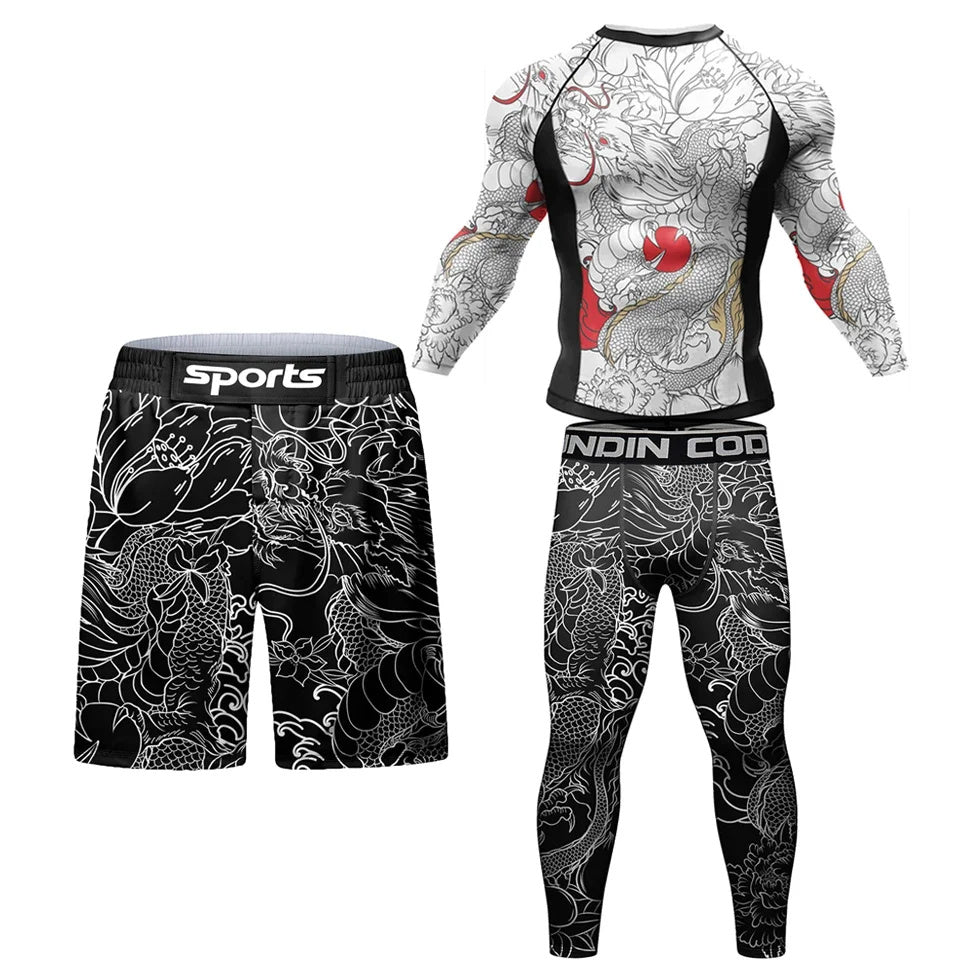 Personalized 3D Printing Quick-drying Stretch Outdoor Workout Clothes Four-piece Set