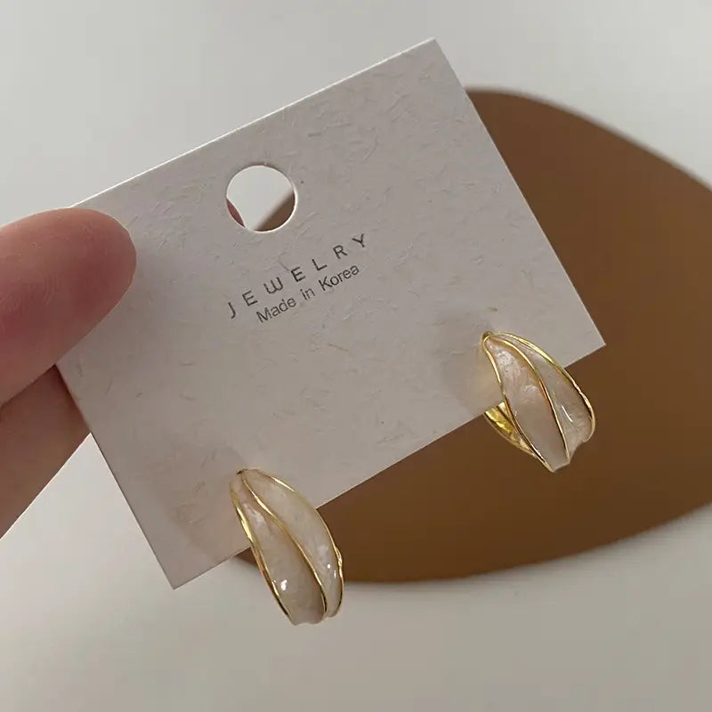 Retro Drip Glazed Round Simple Wild Earrings Women