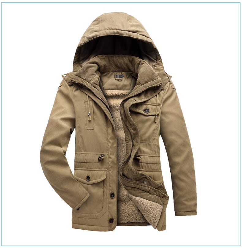 Men’s Plus Size Mid-length Fleece-lined Thickened Cotton-padded Coat