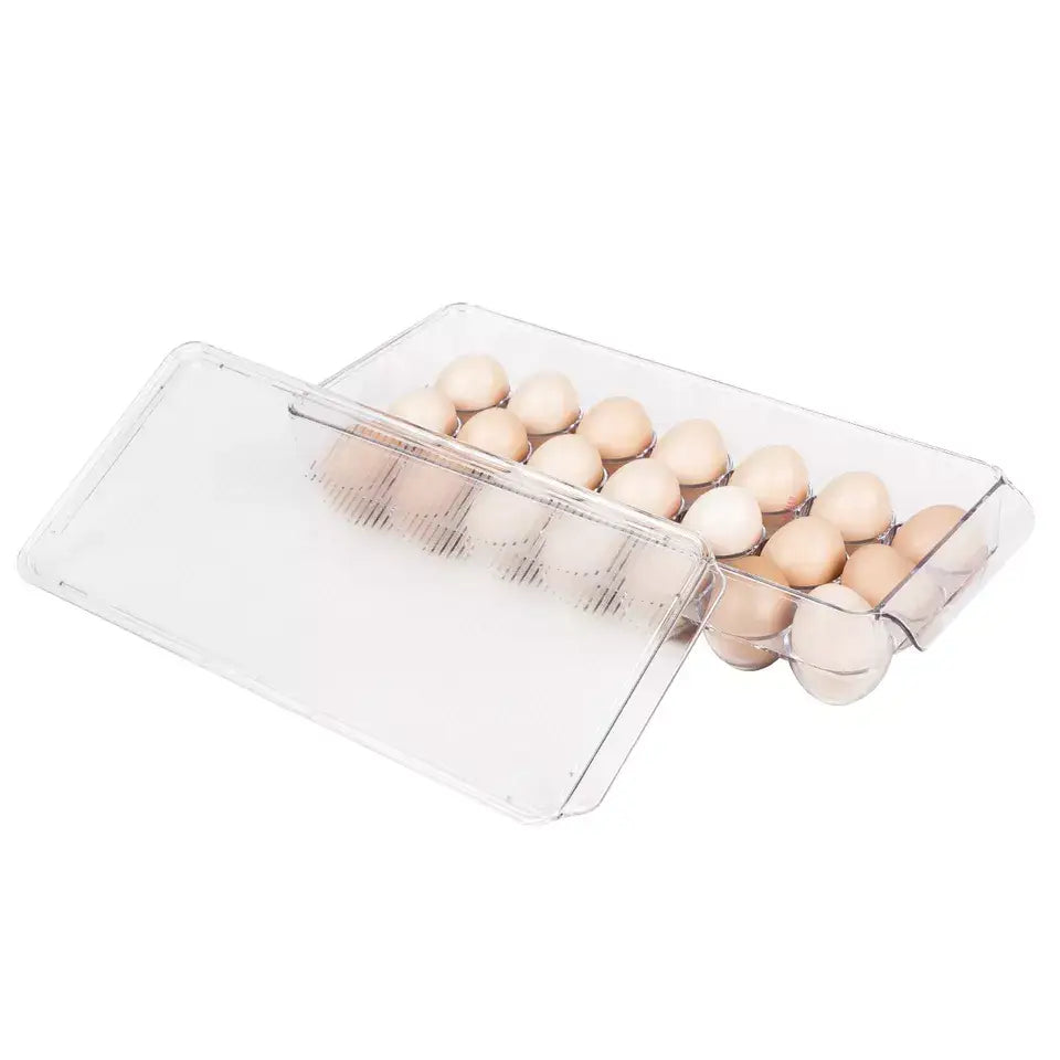 Transparent 21 Grids Refrigerator Egg Holder Box With Lid Kitchen Freshness Separated Storage Food Savers Tray Egg