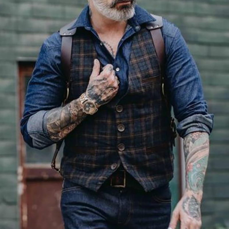 New British Style European And American Check Vest Men