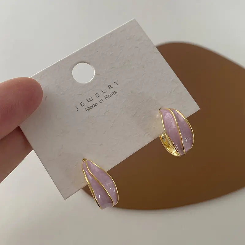 Retro Drip Glazed Round Simple Wild Earrings Women