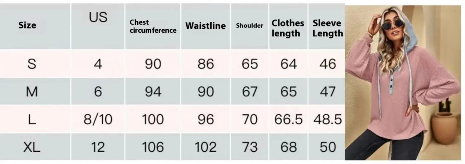 Casual Button Hooded Loose Long Sleeves Sweater For Women