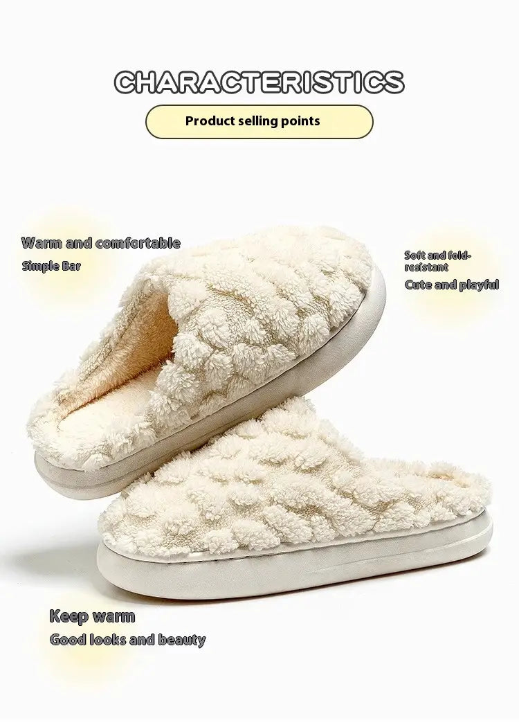 Home Fuzzy Slipper Unisex Cartoon Winter Plush Slipper Anti-Skid Soft Soled Cotton Shoes Comfy Outdoor Couple Slippers