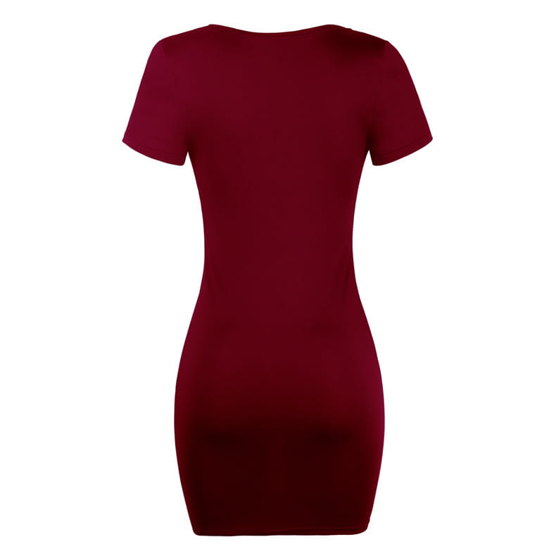 Pack Hip Solid Color Short-sleeved Dress Women