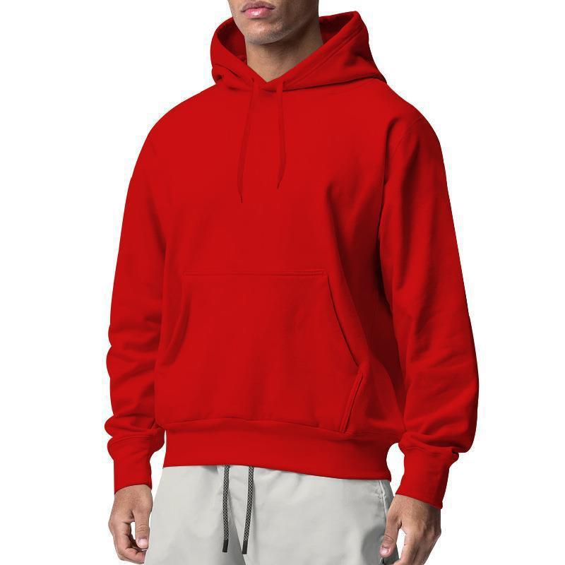 European And American Men’s Sports Solid Color Fleece Sweater Hoodie