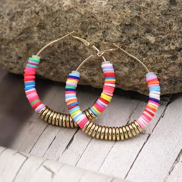 Colorful beaded hoop earrings from Earrings Jewelry for women, featuring classic silver design.