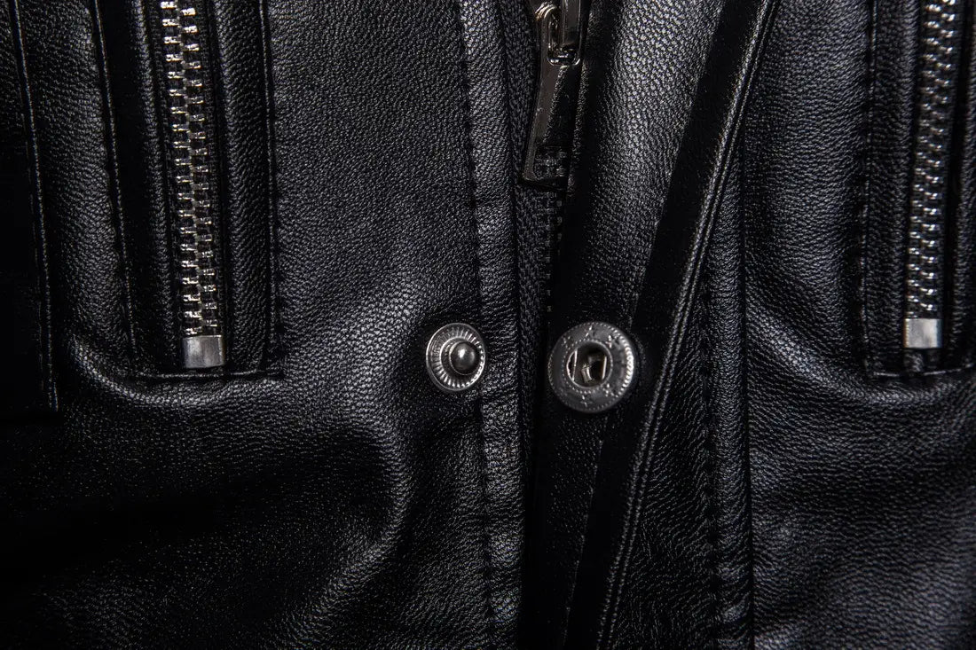 Stand-up Collar men’s Leather Jacket