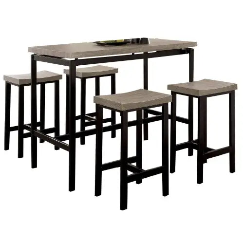 Table Set Two Tone Design Black Gray Dining Chairs