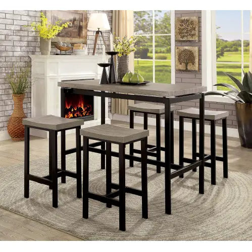 Table Set Two Tone Design Black Gray Dining Chairs