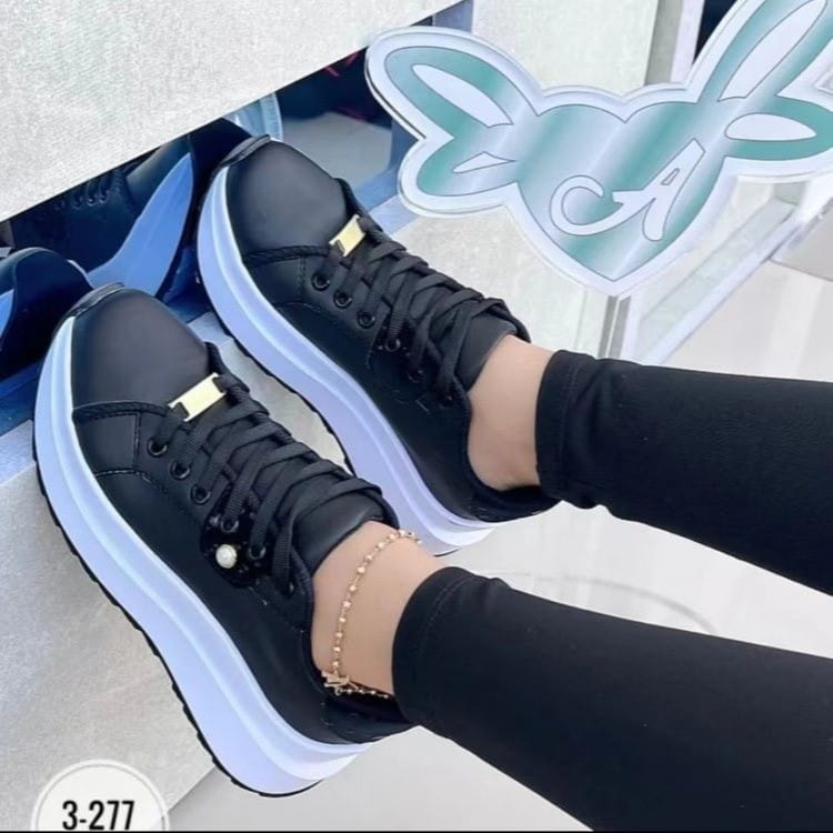 Women’s Platform Shoes Lace-up White Shoes