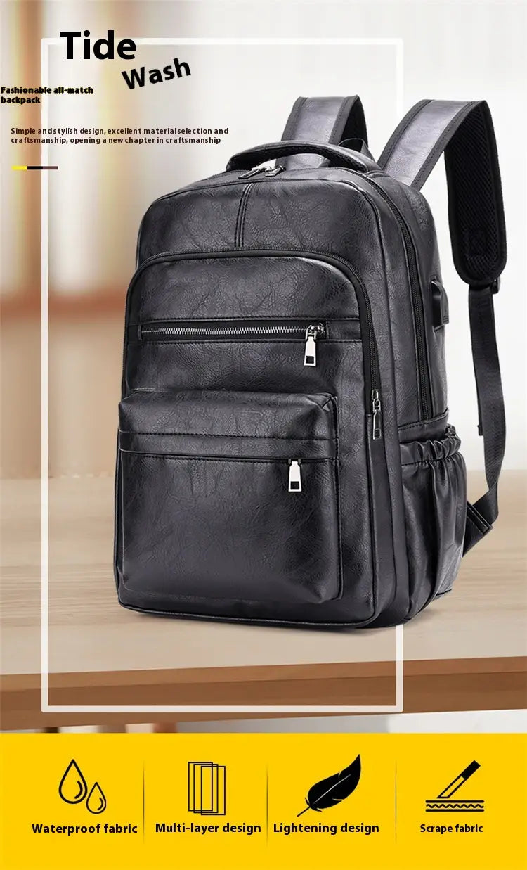 Multi-functional Retro Leather Backpack