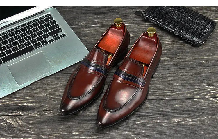 Shallow mouth men’s shoes leather shoes