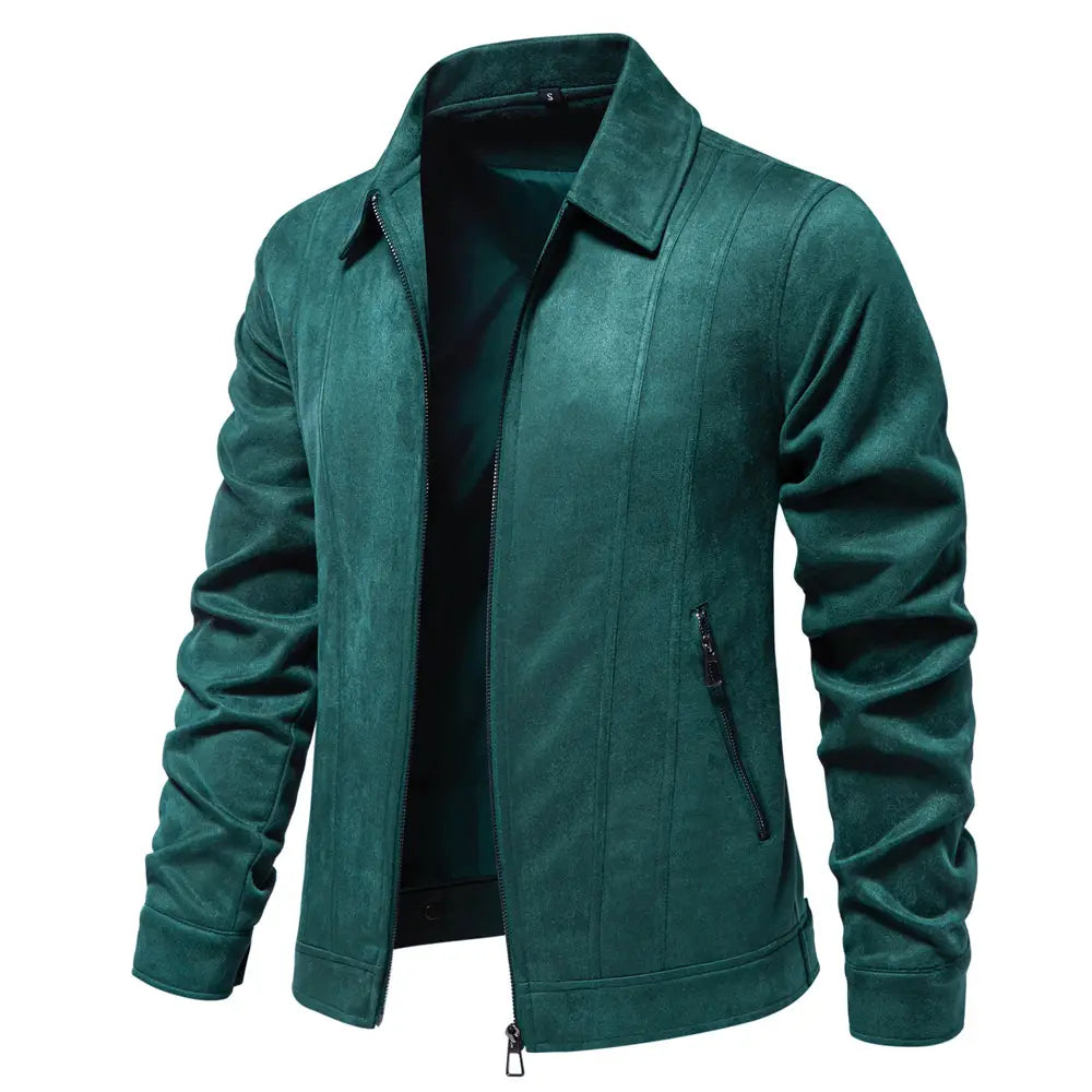 Fashion Lapel Zipper Jacket Autumn And Winter Solid Suede Coat Men’s Clothing Outdoor