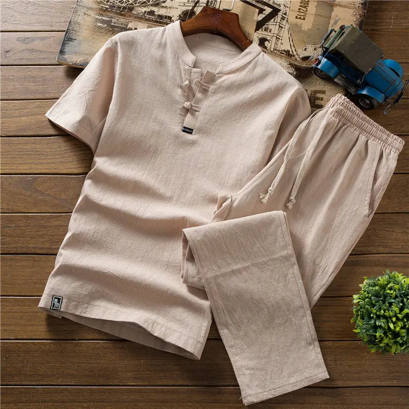 T-shirt Casual Trousers Two-piece Suit For Men