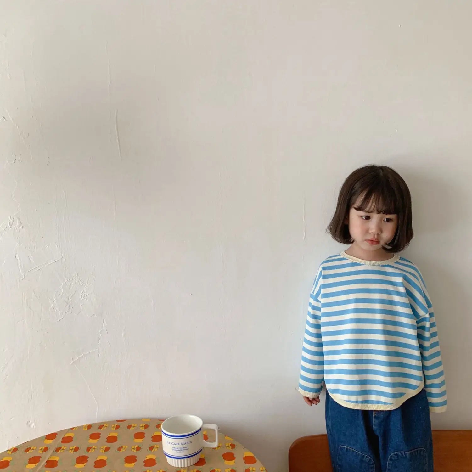 Fashionable And Personalized Children’s Cotton Striped Sweater