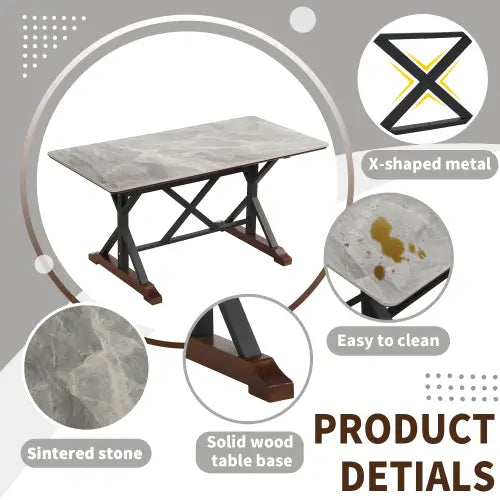 Modern Dining Table For 6-8 7 Piece Kitchen Dining Table Set
