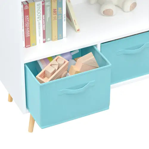 Fiberboard Children’s Bookshelf With Foldable Fabric Drawers