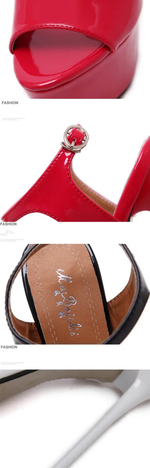 Super High Heel Sandals Plus Size Waterproof Toe