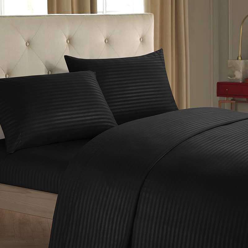 Black striped bedding set from Luxury Bedding Set Bed Sheets Fitted Sets Mono Color.