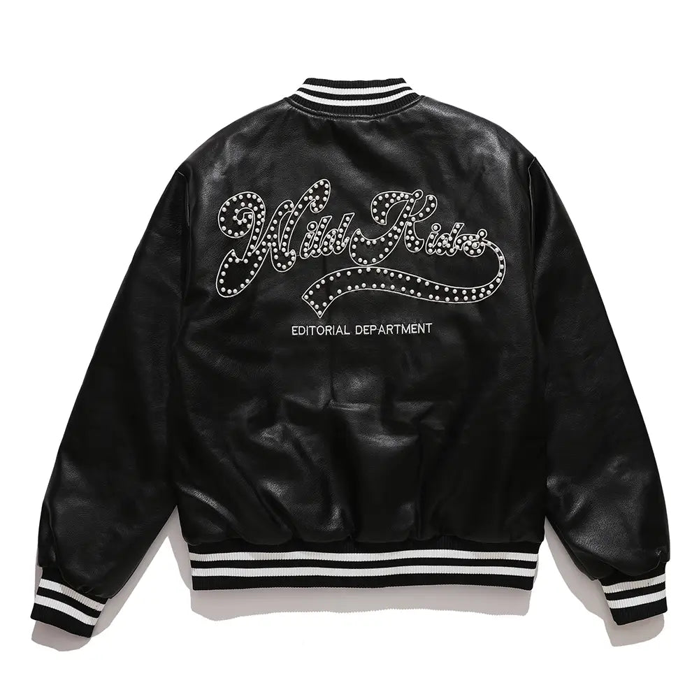 PU Leather Jacket Men’s And Women’s Fashion Autumn And Winter Tops Baseball Uniforms