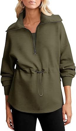 Women’s Super Plus Size Sweatshirt Half Zipper Drawstring
