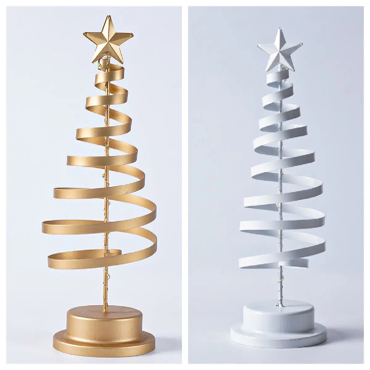 LED Christmas Tree Spiral Light Table Ornament Wrought Iron Xmas Tree Bedroom Desk Lamp Christmas Atmosphere Night