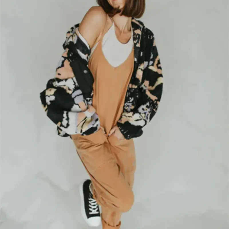 Women’s Solid Color Zipper Patch Pocket Sling Jumpsuit For Women