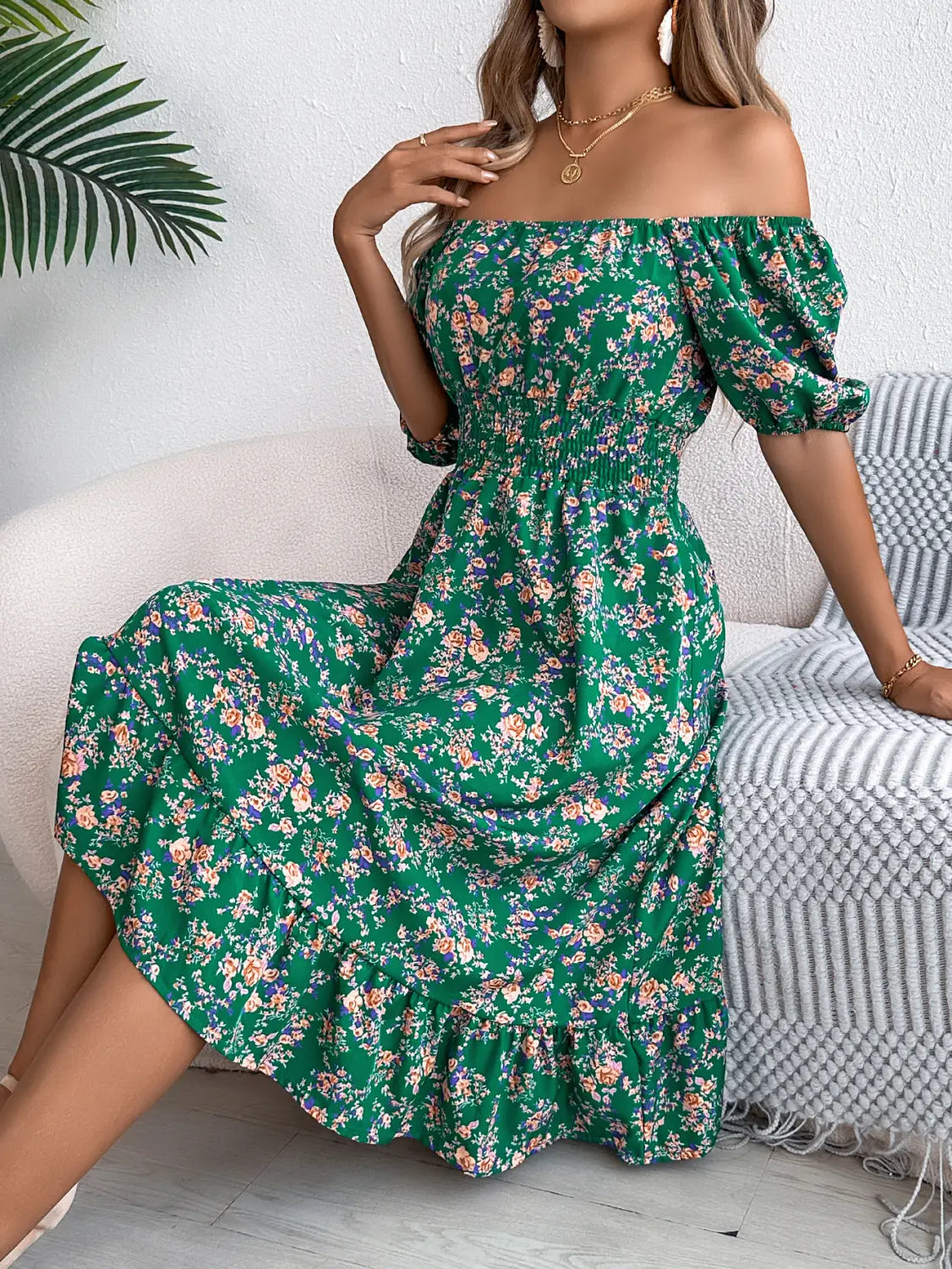Floral Print Square Collar Dress Summer Fashion Ruffles Dresses Women’s Clothing