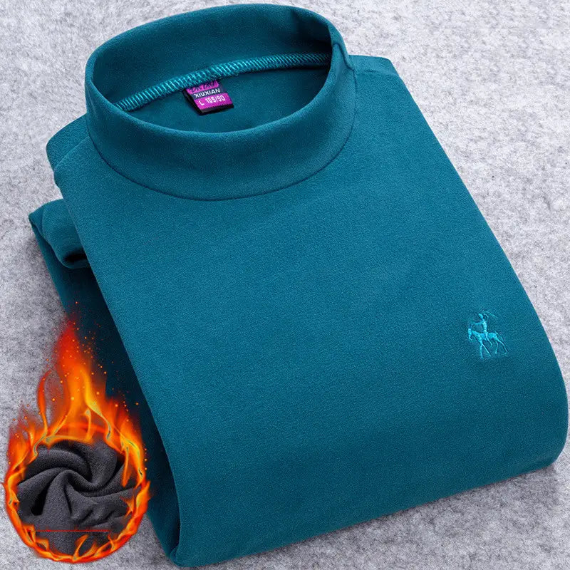 Men’s Half High Collar Plus Velvet Warm Plus Size Slim Bottoming Shirt