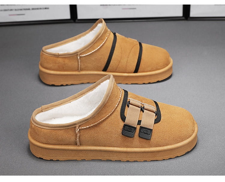 Winter Half Slippers Men’s Shoes Fleece-lined Thick